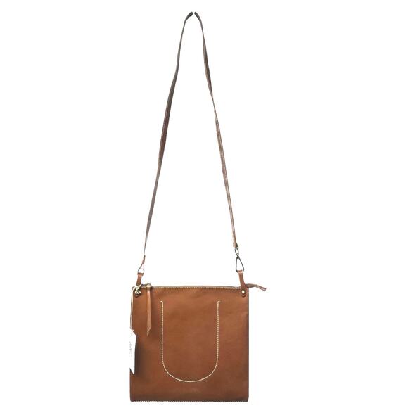 Hobo International Bask Brown Tan Leather Crossbody Shoulder Bag Purse Dust Bag - Picture 1 of 9